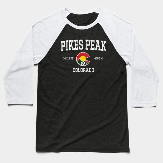Pikes Peak Colorado 14ers Vintage Athletic Mountains Baseball T-Shirt by TGKelly
